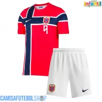 Camisa de time de futebol Noruega Erling Haaland #9 Replicas 1º Equipamento Infantil Mundo 2026 Manga Curta (+ Calças curtas)